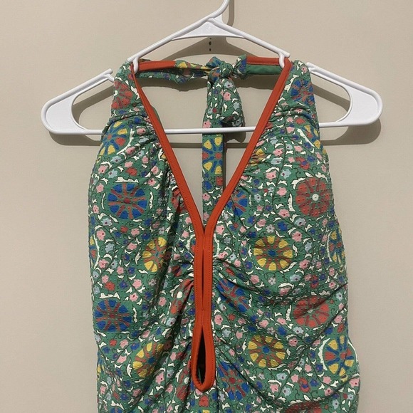 Rhode Zinnia Floral Print Halter High Leg Cheeky One Piece Swim Womens XXL NEW - Picture 3 of 9